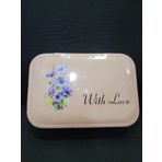 With Love Floral Desenli Takı Kutusu, Büyük Boy Mücevher Organizatörü, Pembe, Nedime Hediyesi
