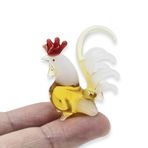 WitnyStore Minik 2,54 cm Yüksek Sarı Beyaz Horoz Tavuk Figürü - Minyatür El Üflemeli Boyalı Cam Tavuklar Tavuk Civcivleri Tavuk Kuşları Çiftlik Hayvanları Kristal Dekoratif Koleksiyon Figürü Dekor