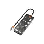 Wiw Wiwu Cb011 Cyber 11 In 1 Type-C Hub 100W Şarj Destekli Şeffaf Sd Kart-Rj45-Hdmı-Vga-Usb Çoğaltıcı