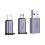 Wiwu Wi-c031 Concise Serisi 3in1 Type-c To Usb-a&type-c&lightning Adaptör Paketi Gri