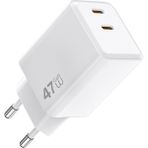Wiwu WI-G025 Cube Serisi Dual Type-C Pd Gan Teknolojili Hızlı Şarj Başlığı 47W Beyaz