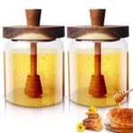 WIYETY 500 ml Cam Bal Saksısı: Bal Kaşığı ve Kapaklı Bal Bardağı, Geniş Ağızlı Bal Saklama Bardağı, Mühürlü Bal Bardağı Şurup Arı Kovanı, Mutfak Saklama (Şeffaf)