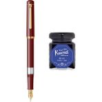 Wiz Design - Scrikss Pistonlu Bordo Dolma Kalem + Kaweco 50 ml Mavi Şişe Mürekkep