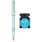 Wiz Design - Scrikss Pistonlu Mint Dolma Kalem + Kaweco 50 ml Cennet Mavisi Şişe Mürekkep
