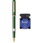 Wiz Design - Scrikss Pistonlu Nefti Dolma Kalem + Kaweco 50 ml Mavi Şişe Mürekkep - Nefti Yeşil