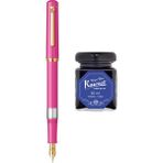 Wiz Design - Scrikss Pistonlu Pembe Dolma Kalem + Kaweco 50 ml Mavi Şişe Mürekkep