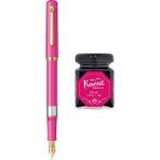Wiz Design - Scrikss Pistonlu Pembe Dolma Kalem + Kaweco 50 ml Yakut Kırmızı Şişe Mürekkep
