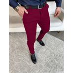 Wkm Casual Slim Fit Erkek Chıno Pantolon - Bordo - 34