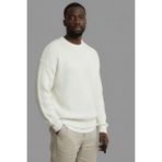 Wkm Erkek Oversize Kesim Bisiklet Yaka Örme Triko Kazak - Beyaz - XL
