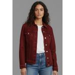 Wkm Kadın Rahat Kesim Çift Cepli Denim Kot Ceket - Bordo
