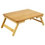 WKWKER 100% bambu dizüstü bilgisayar yatak masası kucak masası yatak kahvaltı yatak tepsisi katlanır ayaklı taşınabilir yatak masası bilgisayar aperatif yazma stüdyosu (doğal)