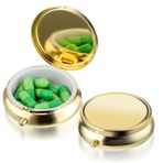 WLLHYF Hap Kutusu Sevimli Küçük Hap Kutusu Çanta ve Cep İlaç Organizatörü Seyahat İlaç Kutusu Su Geçirmez Hap Kutusu Vitaminler, Balık Yağı, Takviyeler için Metal Hap Kabı Tutucu (Altın)