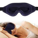 WLLHYF İpek uyku maskesi, 3D stereo, derin uyku göz maskesi, rahat ayarlanabilir, sevimli bloklar, gece boyu uyuyan erkek ve kadın için hafif göz kapakları (koyu mavi)