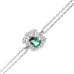 Wlowson Silver Zümrüt Yeşili Baget Zirkon Taş Gümüş Bileklik - 17+3cm - Gümüş - Yeşil