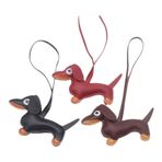 WLVinson 3 adet daksund kolye ucu, anahtarlık, daksund dekorasyonu, Bag Charms anahtarlık hediyeler, çanta askısı, porsuk köpeği, köpek yavrusu çantası, deri uğur getirir, kadınlar, erkekler, kızlar için Noel