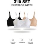 Woan Kadın Spor Bustiyer 3'lü Paket Ince Askılı Crop Atlet Siyah Beyaz Ten Rengi - Ten - Beyaz - Siyah - L - XL