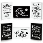 Woanger 6 Adet Ahşap Mini Kahve Bar İşareti Çiftlik Evi Kahve Bar Dekoru Rustik Ama İlk Kahve İşareti Love Is Brewing Sehpa İşareti Vintage Kahve Tabelası Kahve Katmanlı Tepsi Dekor Ev Dekorasyonu için Ahşap Plaka