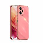 WOBURN Xiaomi Poco X5 Pro 5G için Yumuşak TPU Kılıf, İnce Kaymaz Esnek Koruyucu Darbe Emici Altın Kenar Kaplama Telefon Kılıfı Tampon - Kırmızı
