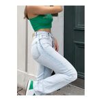 WODDİ Alice Kadın Buz Kar Mavi Palazzo Power Likralı Süper Yüksek Bel Salaş Jeans Kot Pantolon