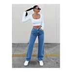 WODDİ Astrid Kadın Jeans Palazzo Salaş Rahat Jean Yüksek Bel Denim Kot Pantolon
