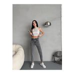 WODDİ Jeannine Füme Kadın Boyfriend Mom Jean Yüksek Bel Kot Pantolon