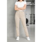 WODDİ Kadın Jeans Krem Mom Jean Yüksek Bel Denim Kot Pantolon