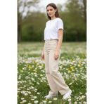 WODDİ Nova Kadın Yüksek Bel Krem Salaş Jeans Wide Leg Geniş Paça Palazzo Kot Pantolon
