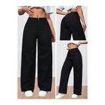 WODDİ Petronela Kadın Jeans 90's Wide Leg Siyah Süper Yüksek Bel Salaş Jean Palazzo Kot Pantolon