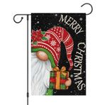 Wodison Merry Christmas Bahçe Bayrağı 30,7 x 45,7 cm Dış Mekan için Dikey Çuval Bezi Cüce Noel Yard Bayrakları Mevsimlik Dış Mekan Dekorasyonu