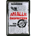 WOGEKA ART Retro Sac Levha - Ich fahre Diesel - Dekorasyon için Hediye Fikri Olarak Komik Söz, 20 x 30 cm, Metal Vintage Tasarım 1646