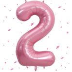 WOIRROIP Balon 2. doğum günü, sayı 2 balon pembe, 40 inç XXL pastel pembe folyo balon açık pembe sayı balonu 2 helyum balon, 2. doğum günü için doğum günü dekorasyonu çocuk erkek kız