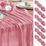 Wokceer Tülbent Masa Örtüsü 6 Paket 10FT Tozlu Gül Boho Gazlı Bez Peynir Bezi Masa Örtüsü Parti için Uzun Rustik Şeffaf Masa Koşucuları Bebek Gelin Duş Düğün Paskalya Masa Dekoru
