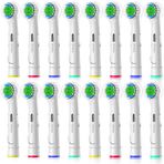 Wokuqiu Fırça Başlıkları Braun Oral B Elektrikli Diş Fırçası ile Uyumlu, Set 16, Oral B Pro Smart Vitality Triumph Genius Trizone Teen için Kapaklı Hassas Yedek Fırça Başlıkları (Beyaz)