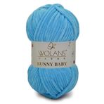 WOLANS 412 Mavi Soft Kadife Bunny Baby Örgü Ipi Kadife Ip Yumuşak Oyuncak Ipi Battaniye Ipi