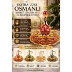 Wolawood Ekstra Lüx Osmanlı Şerbet Zemzem Seti ve Sunumluk Standı 6 Kişilik Bardaklı Sürahili Özel Dekoratif Premium Takım Hediyelik Özel Üretim - 001-Renkli