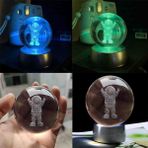 Wolawood Kristal Cam Kar Küresi 3D Renk Değiştiren LED Işıklı Pilli Dekoratif Konsept Hediyelik Masaüstü Süs Lamba Biblo Şık Zarif Rgb Dekor Özel Tasarım - ASTRONOT ADAM