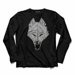 Wolf Moon Bozkurt Ay Uluyan Kurt Göktürk Uzun Kollu Tişört Baskılı Çocuk T-Shirt Siyah