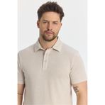 Wolfe Erkek Bej Likralı Pamuk Karışımlı Çekmeyen Kumaş Kıvrılmaz Yaka Polo Yaka T-Shirt Bej XL