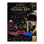 WOLFPAR GÜNLÜK ARAÇ YIKAMA SETİ(OTO ŞAMPUANI +HIZLI CİLA+LASTİK PARLATICI+TORPİDO PARLATICI+PARLATICI SÜNGER+LASTİK SÜNGERİ+YIKAMA SÜNGERİ+MİKROFİBER KURULAMA BEZİ+MİKROFİBER CAM BEZİ)