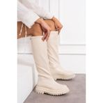 Wolk Shoes Nelsa Kadın Kalın Kaymaz Kalın Taban Streç Çizme - Bej