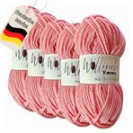 Wollinchen Yün Emma - 5 x 50 g - parlak renkler, bebek yünü, örgü, tığ işi, düğüm veya el işi için yün (gül kurusu)