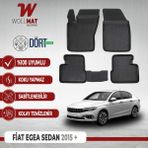 Wollmat Fiat Egea Sedan 2015 2025 Arası Uyumlu 3D Havuzlu Paspas Seti - Siyah