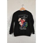 Wolters Outdoors Çocuk Temelreis Oversize Baskılı Pamuklu Bisiklet Yaka Kısa Kollu Sweatshirt - 9 Yaş - 01-Siyah