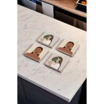 Woman Face Art Doğal Taş Traverten Bardak Altlığı 4 Lü Set