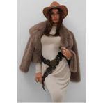 WOMAN VISION Kadın Kahverengi Suni Deri Madalyon Toka Kovboy Stil Tasarım Kemer 24W37002