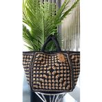 WOMANBAG Bavul Model Büyük Boy El Yapımı Hasır Plaj Çantası(60X40CM) SİYAH L