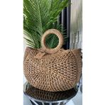 WOMANBAG El Yapımı Fıstık Model Tasarım Hasır Plaj Çantası (47X40CM) HASIR L