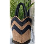 WOMANBAG El Yapımı Iki Renk Hasır Büyük Boy Plaj Çantası(55X50CM) HASIR L