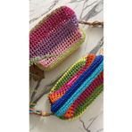 WOMANBAG El Yapımı Pembe Eenkli File Clutch Potföy Çanta RENKLİ Tek Ebat