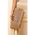 WOMANBAG HASIR TAŞLI CLUTCH PORTFÖT CLUTCH ÇANTA Hasır Tek Ebat